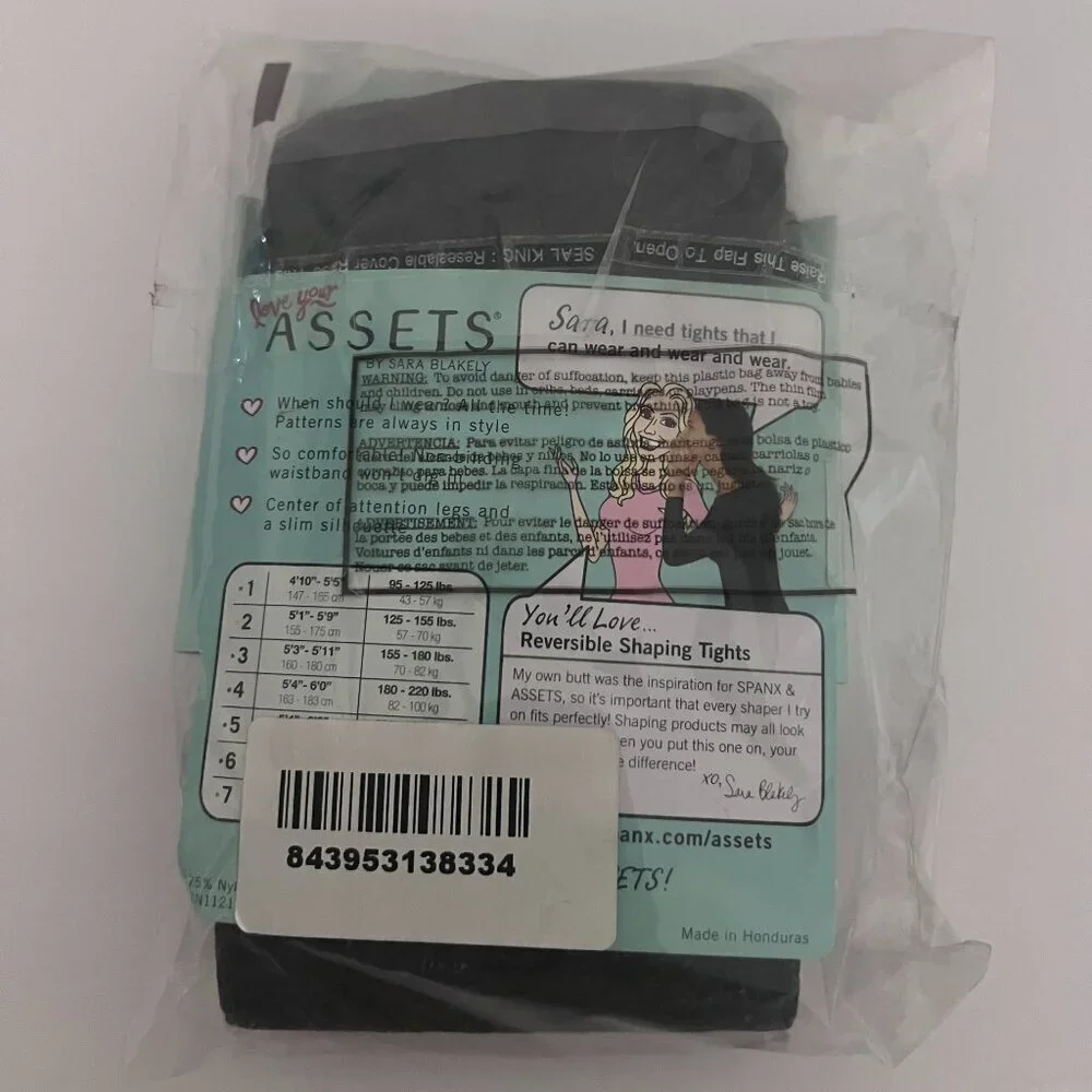 Love Your Assets Spanx Sheers Tights Flipside Diamond Reversible Shaping Black 1